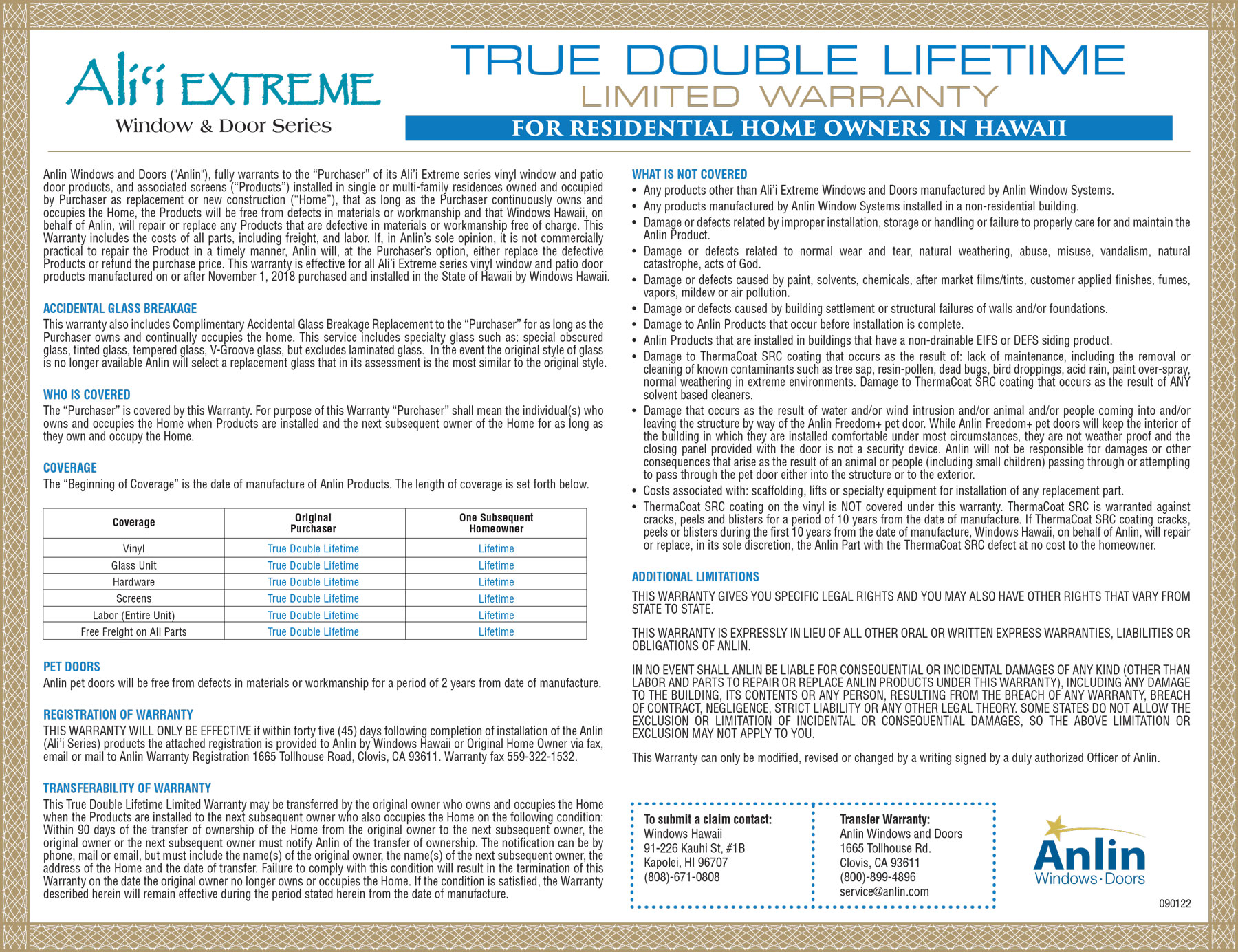 Alii extreme true double lifetime warranty